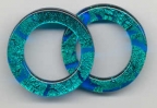 Murano Glass Fused Gold & Aqua-Teal Circle - Links Aqua Gold